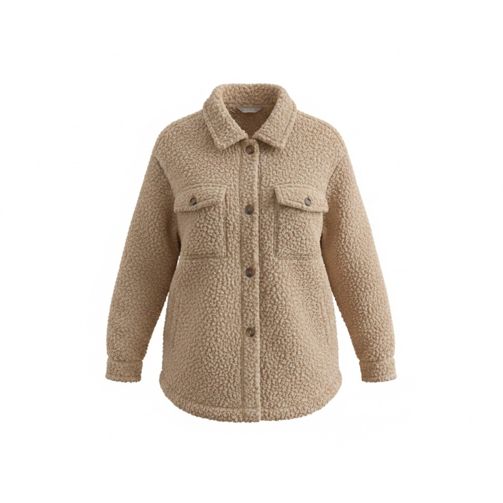 Aeropostale Tan Teddy Bear Fuzzy Shacket Coat